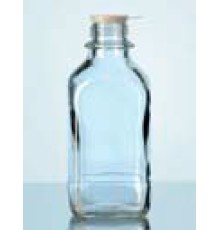 Бутыль DURAN Group 100 мл, GL32, квадратная, узкогорлая, без крышки и сливного кольца, бесцветное силикатное стекло